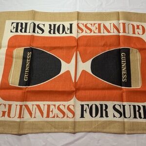 Vintage Guinness For Sure Beer Kitchen Orange and Black Bar Tea Towel Accessory